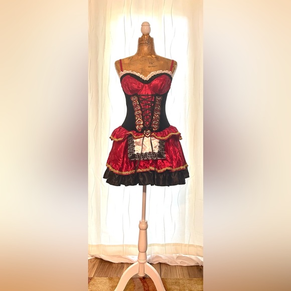 Spirit Little Red Riding Hood Corset Gloves Cape Costume Play Size M - Picture 4 of 16